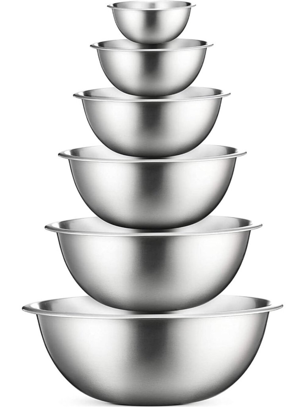 6-Piece Stainless Steel Mixing Bowls Set - Nesting, Dishwasher Safe, Kitchen